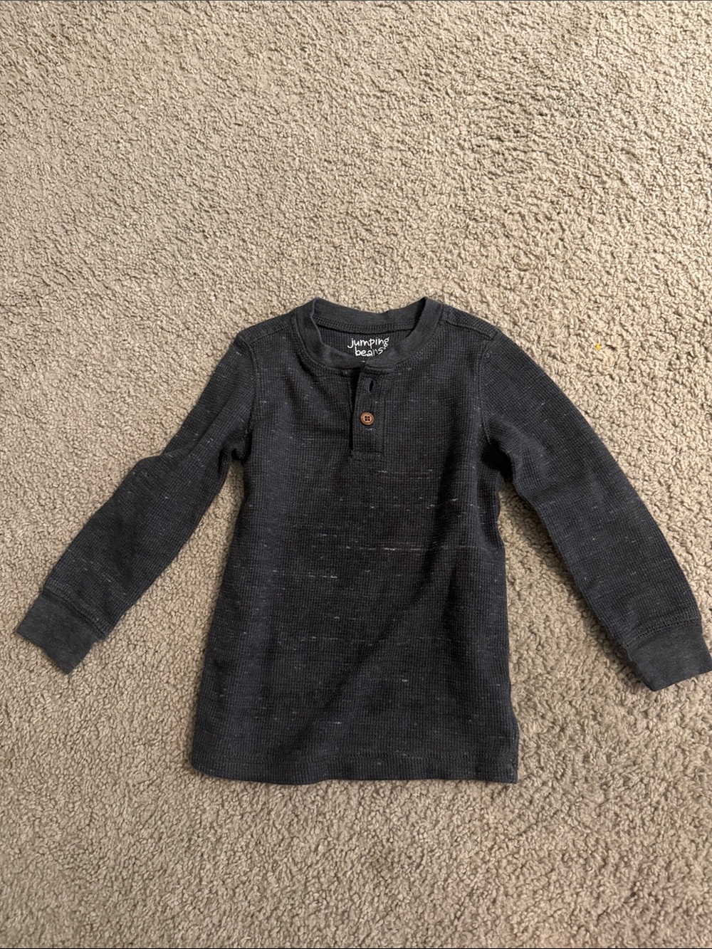 jumping beans charcoal black long-sleeve henley tee
